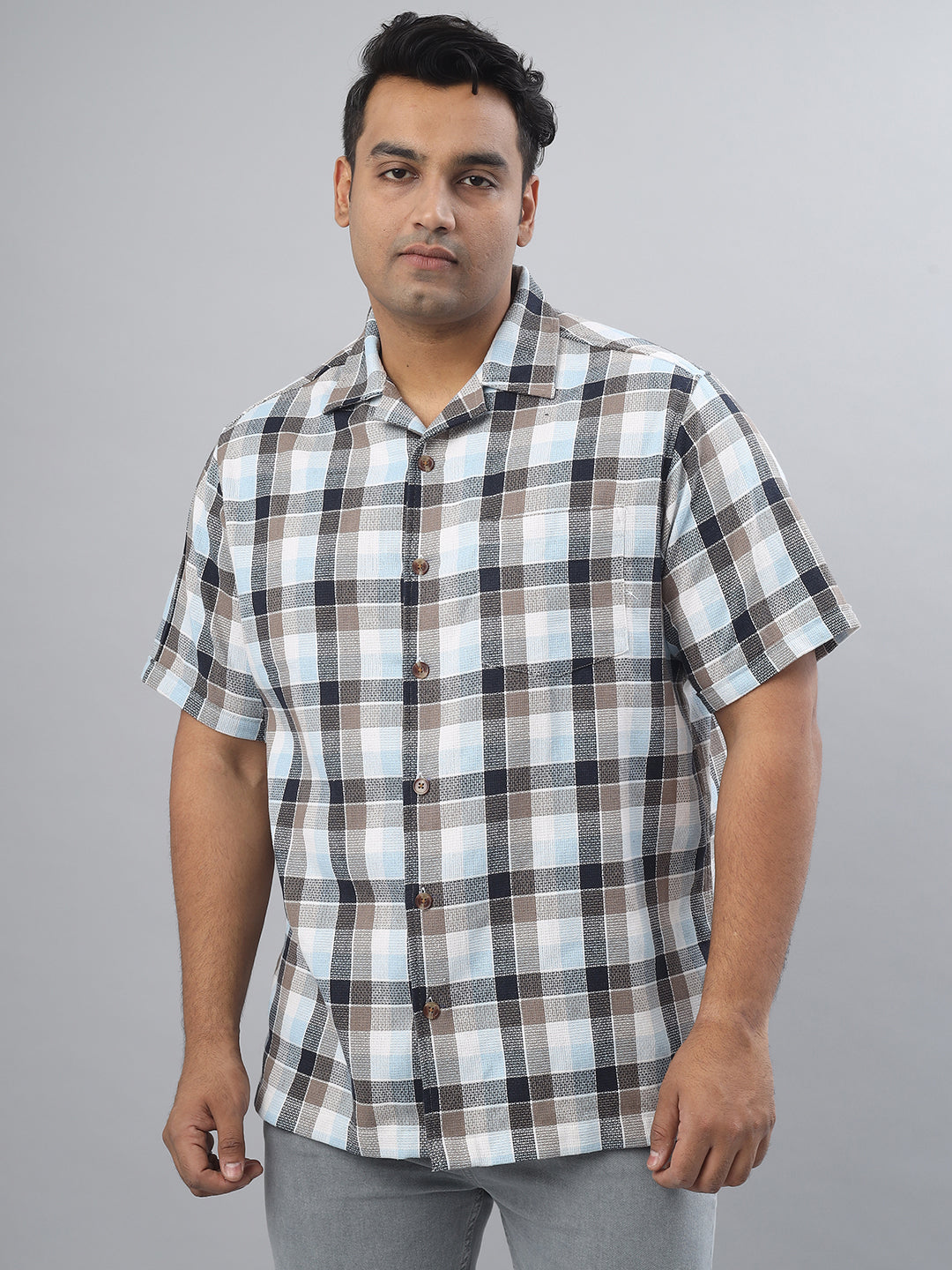 Men Open Collar Regular Fit Half Sleeve Shirt (NC-Plus-521)