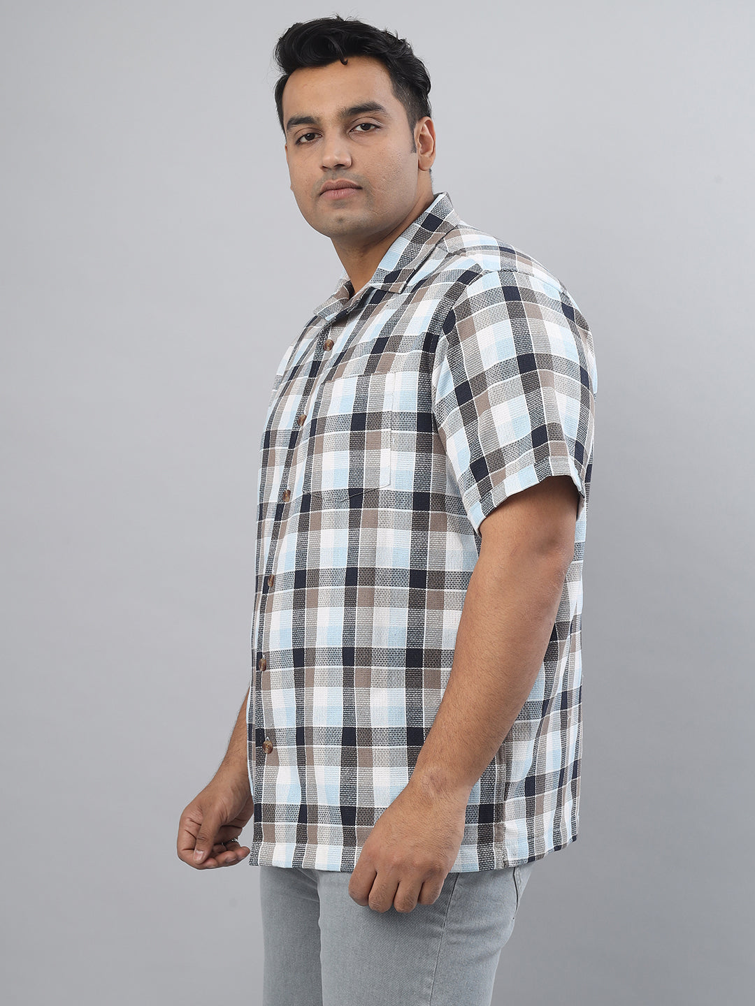 Men Open Collar Regular Fit Half Sleeve Shirt (NC-Plus-521)