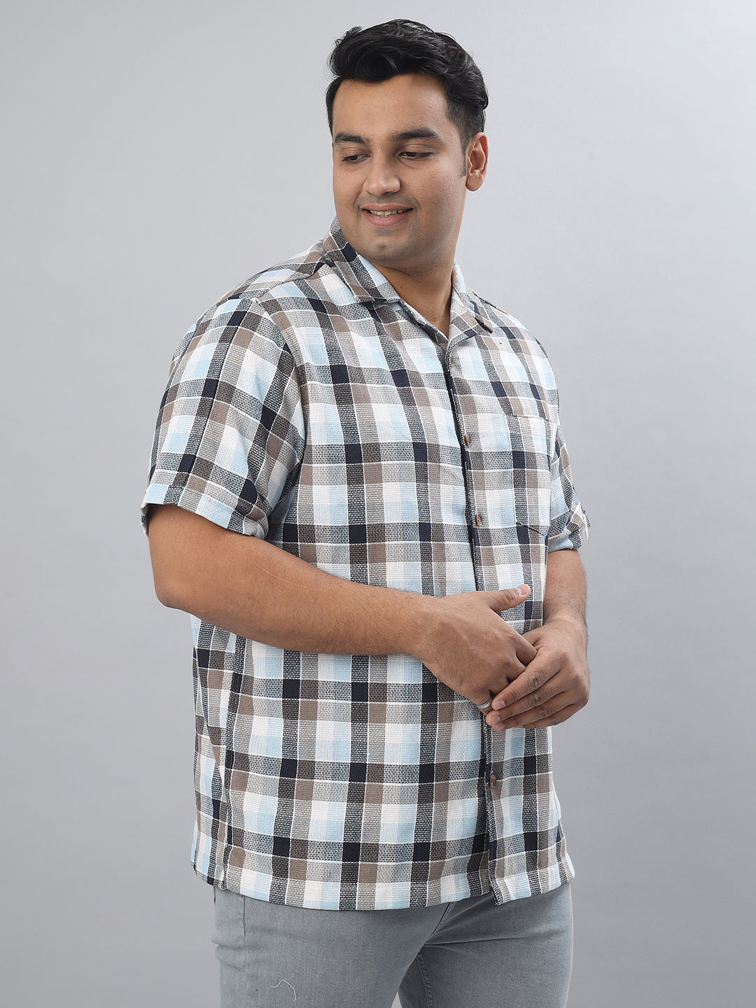 Men Open Collar Regular Fit Half Sleeve Shirt (NC-Plus-521)