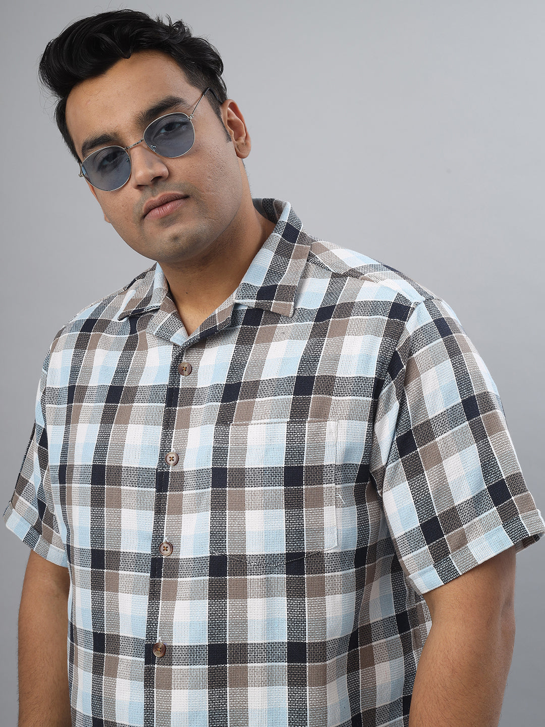 Men Open Collar Regular Fit Half Sleeve Shirt (NC-Plus-521)