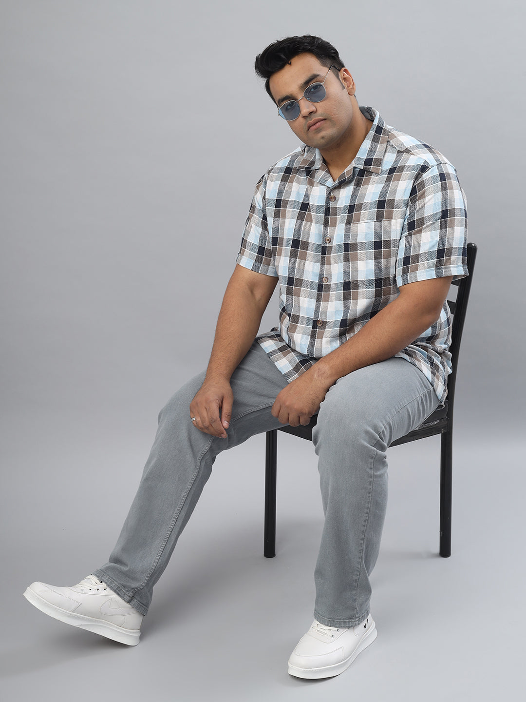 Men Open Collar Regular Fit Half Sleeve Shirt (NC-Plus-521)