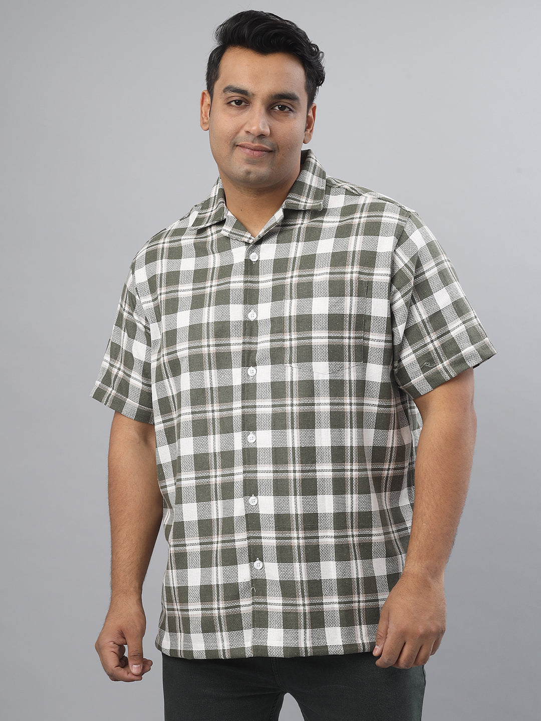 Men Open Collar Regular Fit Half Sleeve Shirt (NC-Plus-522)