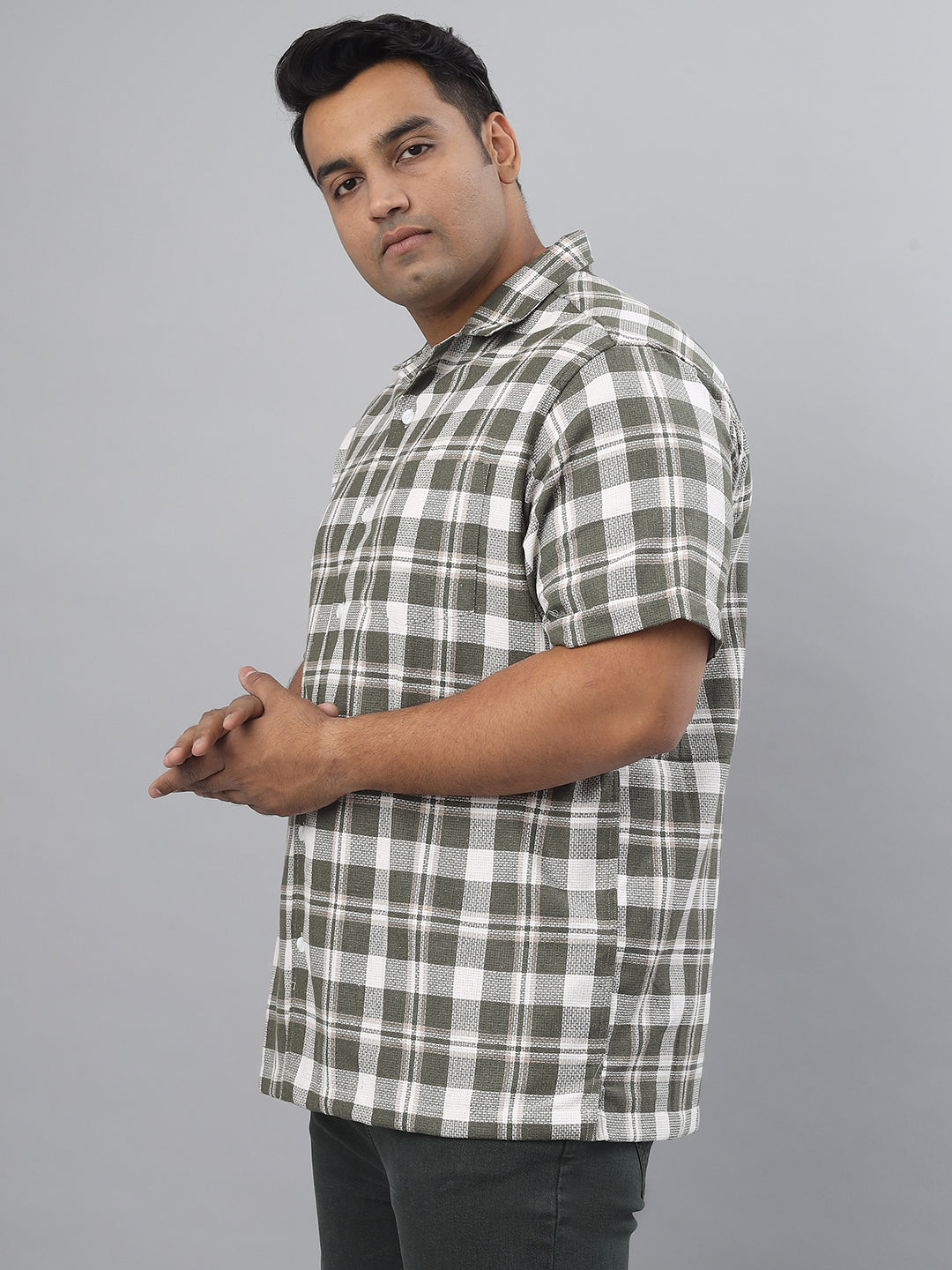 Men Open Collar Regular Fit Half Sleeve Shirt (NC-Plus-522)