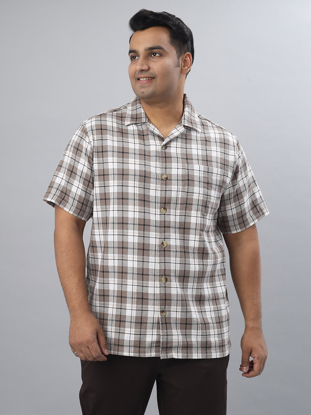 Men Open Collar Regular Fit Half Sleeve Shirt (NC-Plus-525)