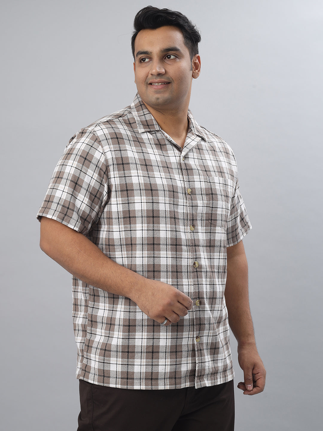 Men Open Collar Regular Fit Half Sleeve Shirt (NC-Plus-525)