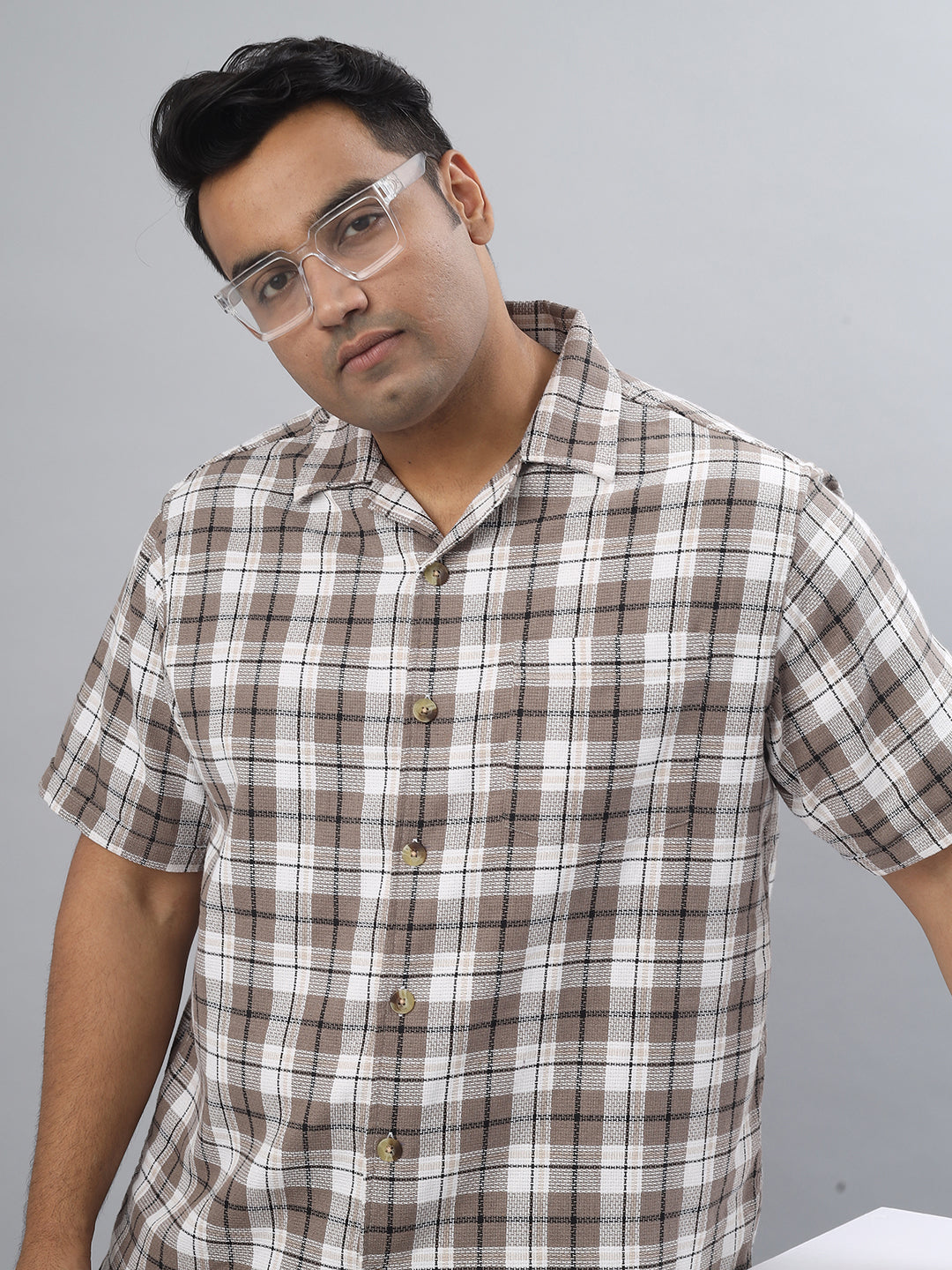 Men Open Collar Regular Fit Half Sleeve Shirt (NC-Plus-525)