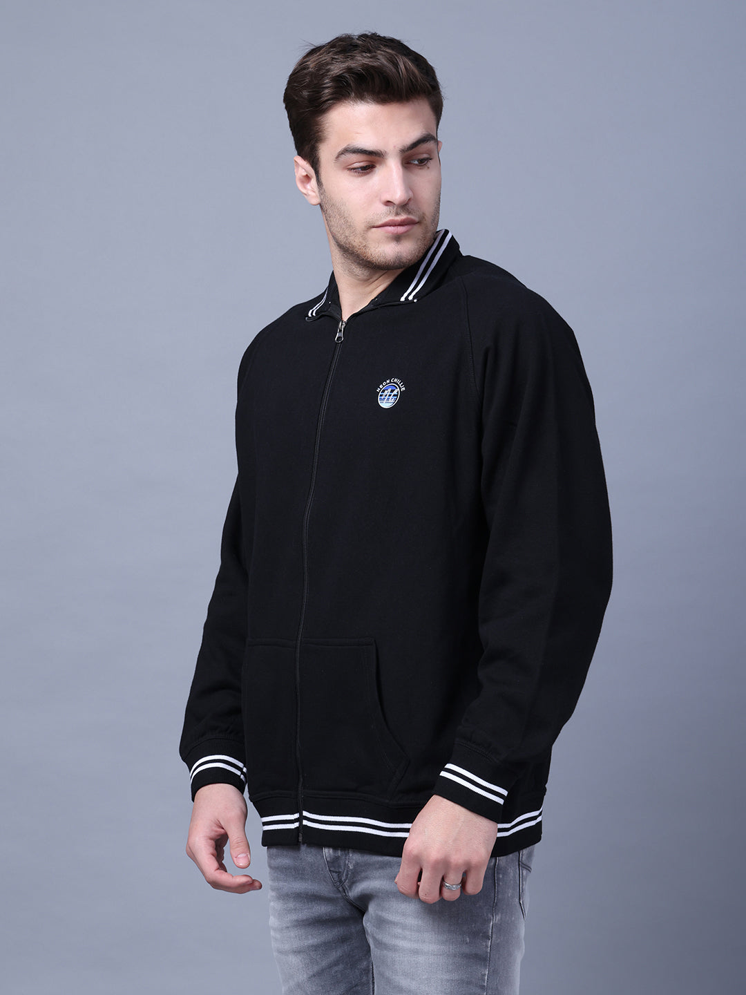 Men's Black Casual Zipper Jacket. Style Code-NC-WNTR-701-Black