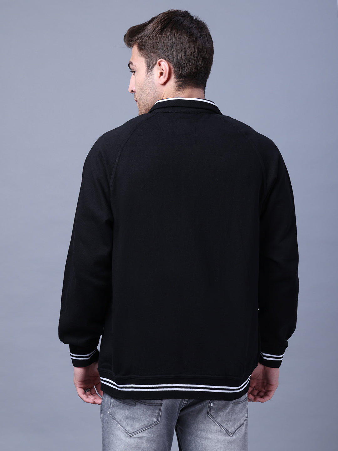 Men's Black Casual Zipper Jacket. Style Code-NC-WNTR-701-Black
