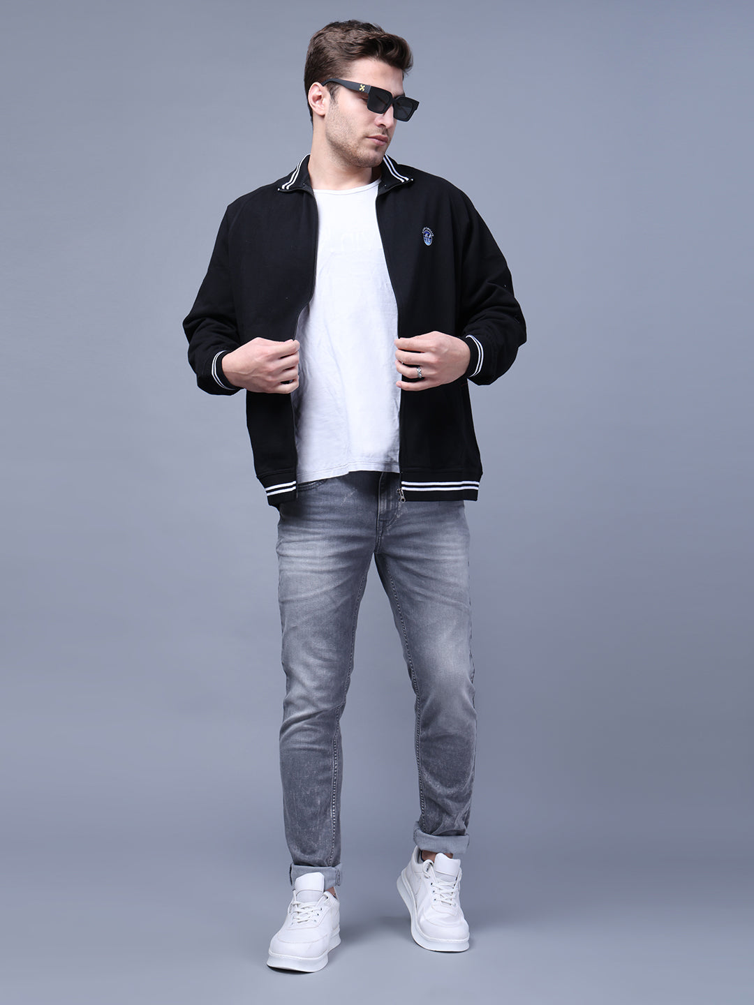 Men's Black Casual Zipper Jacket. Style Code-NC-WNTR-701-Black