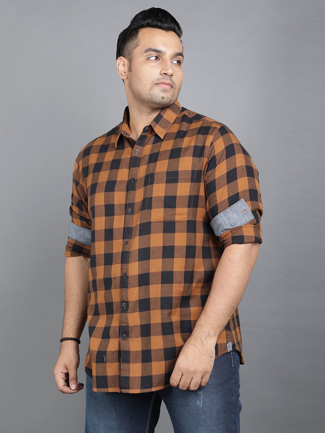 Rustic and Black Brushed Cotton Checkered Shirt (Style Code-2k39)