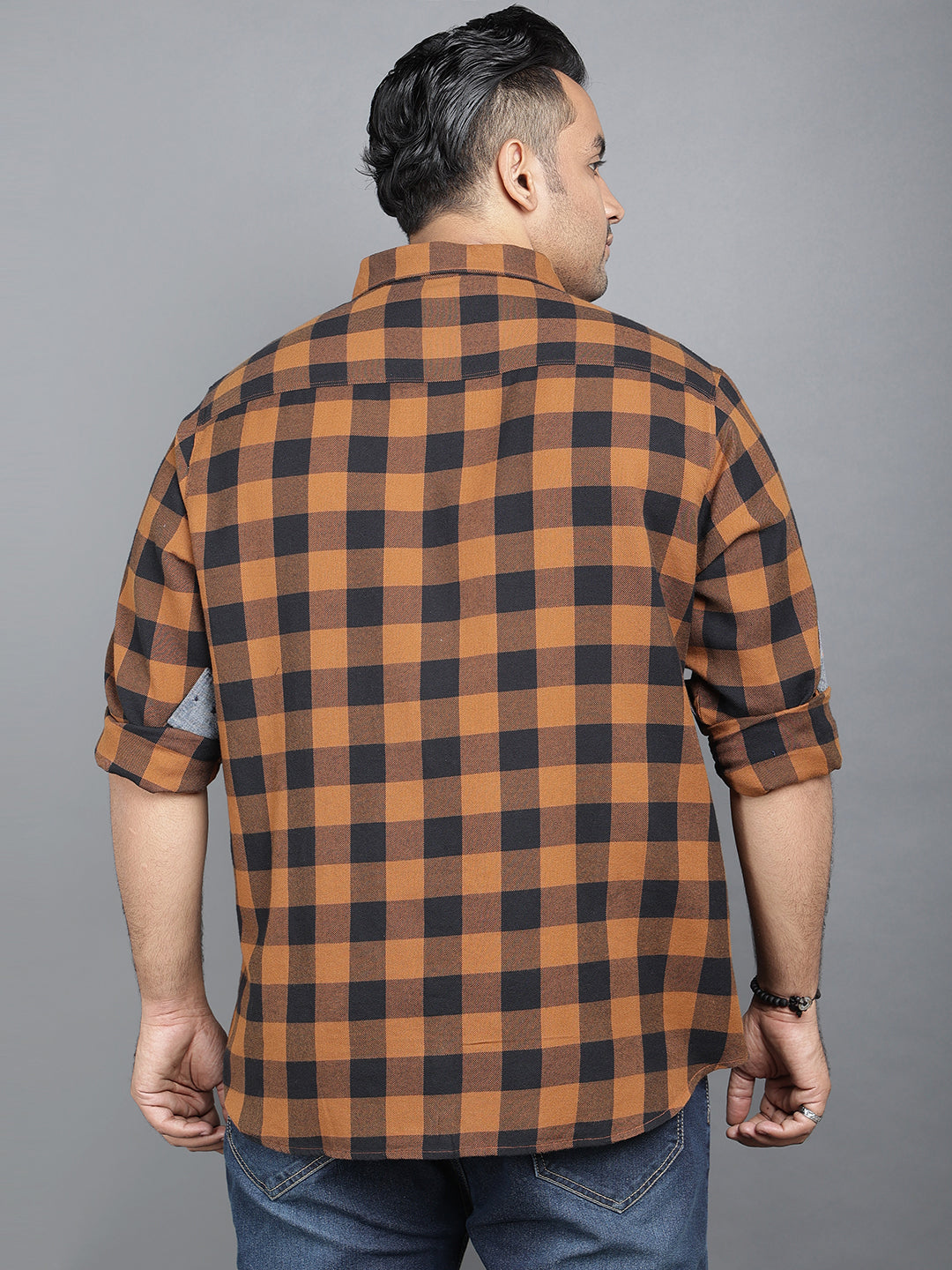 Rustic and Black Brushed Cotton Checkered Shirt (Style Code-2k39)