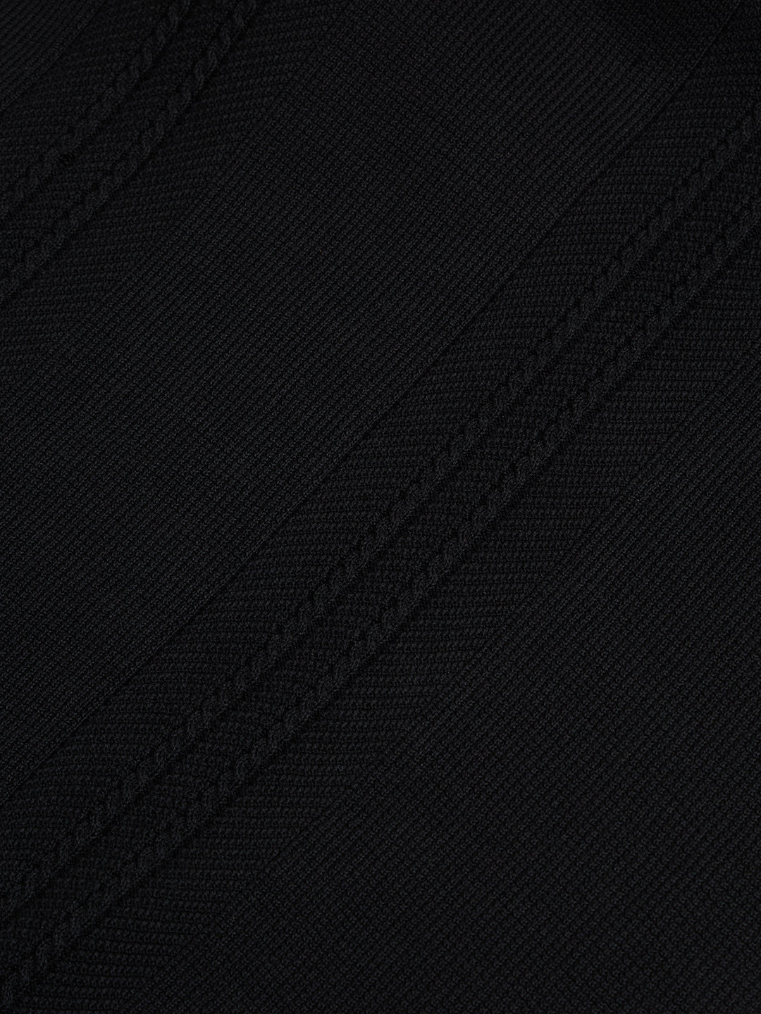 Flat Knit Full Sleeve Polo Ribbed T Shirt - Black - Style 136