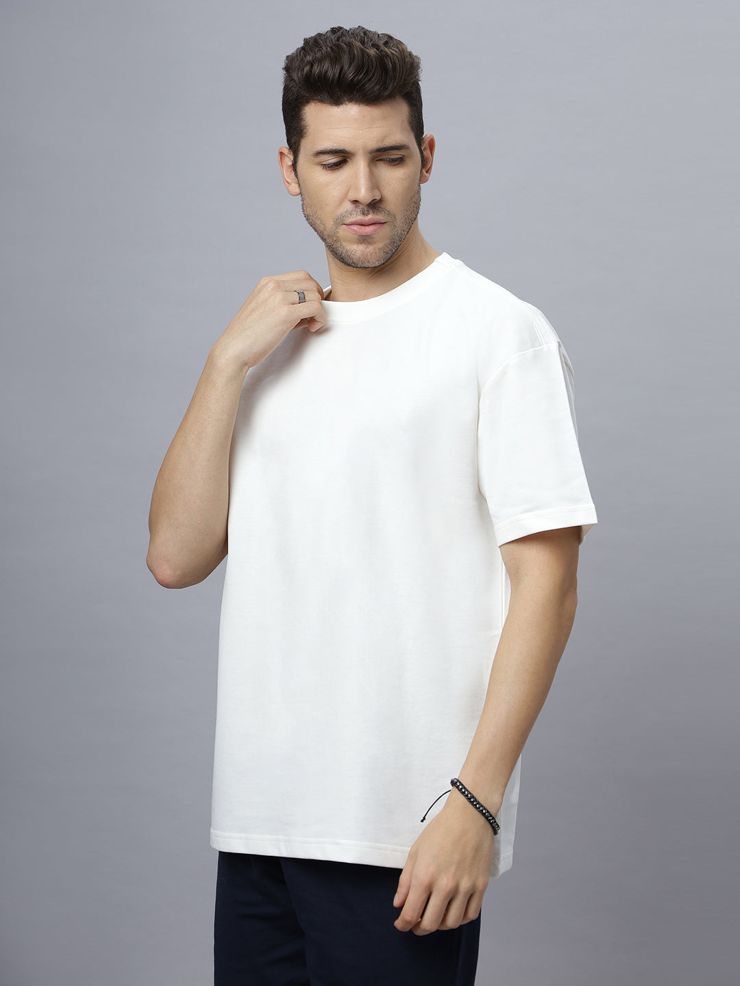 Pure White Oversize White Heavy GSM 100% Cotton Crew Neck T-Shirt NC-OS-101