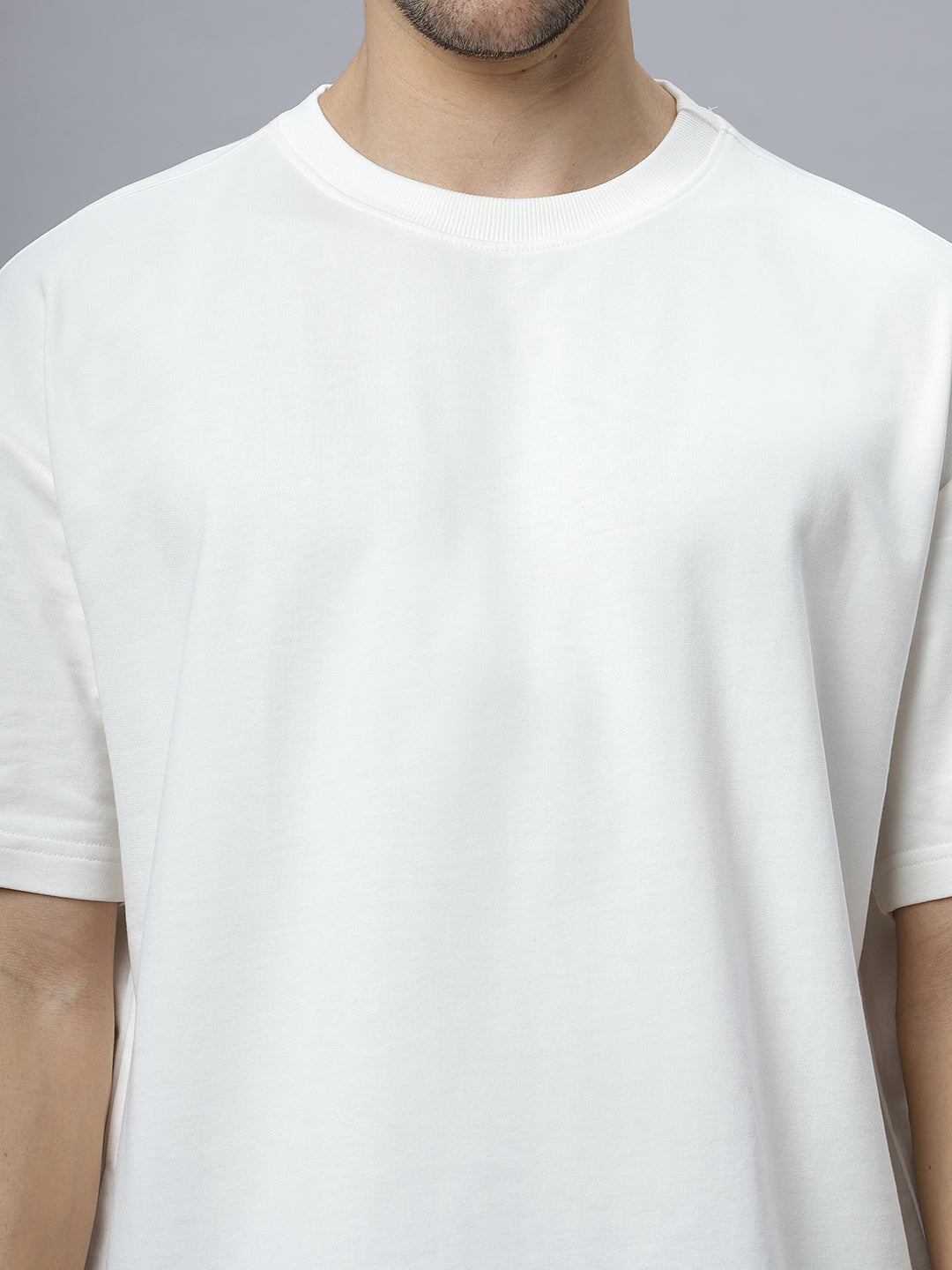 Pure White Oversize White Heavy GSM 100% Cotton Crew Neck T-Shirt NC-OS-101