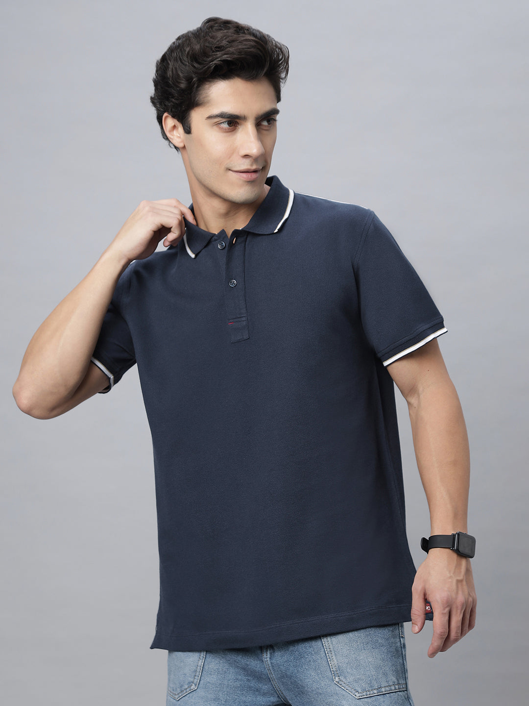 Polo Neck OVERSIZE Tee Shirt ( NC-105-P-Navy )
