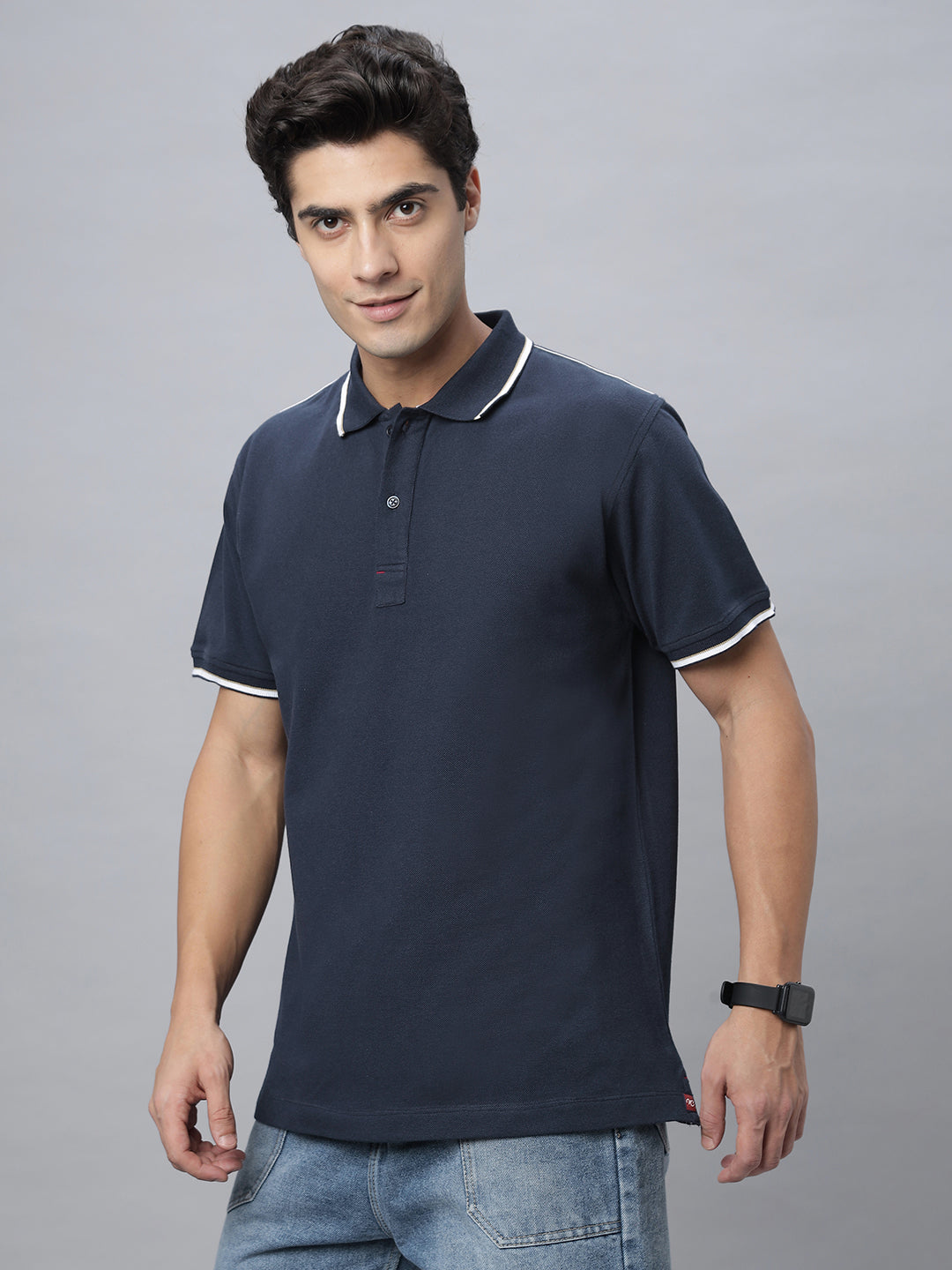 Polo Neck OVERSIZE Tee Shirt ( NC-105-P-Navy )