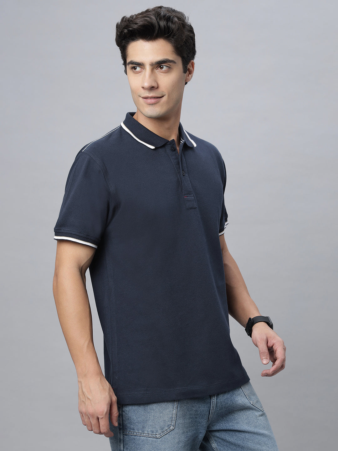 Polo Neck OVERSIZE Tee Shirt ( NC-105-P-Navy )
