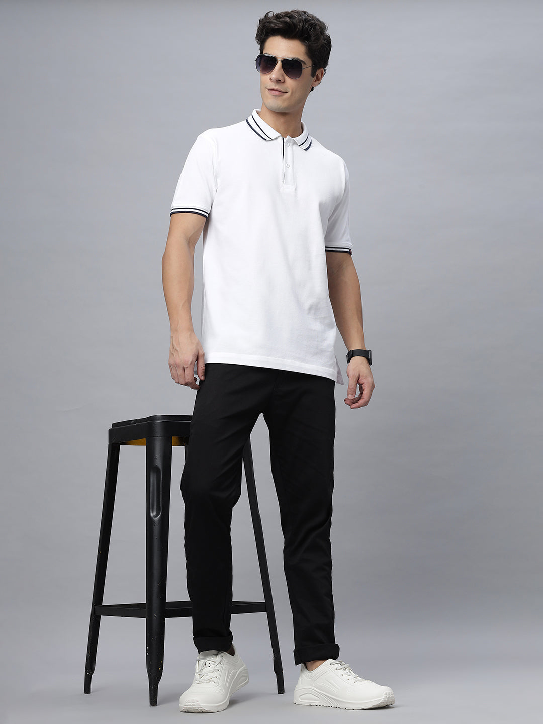 Polo Neck OVERSIZE Tee Shirt ( NC-106-P-Navy )