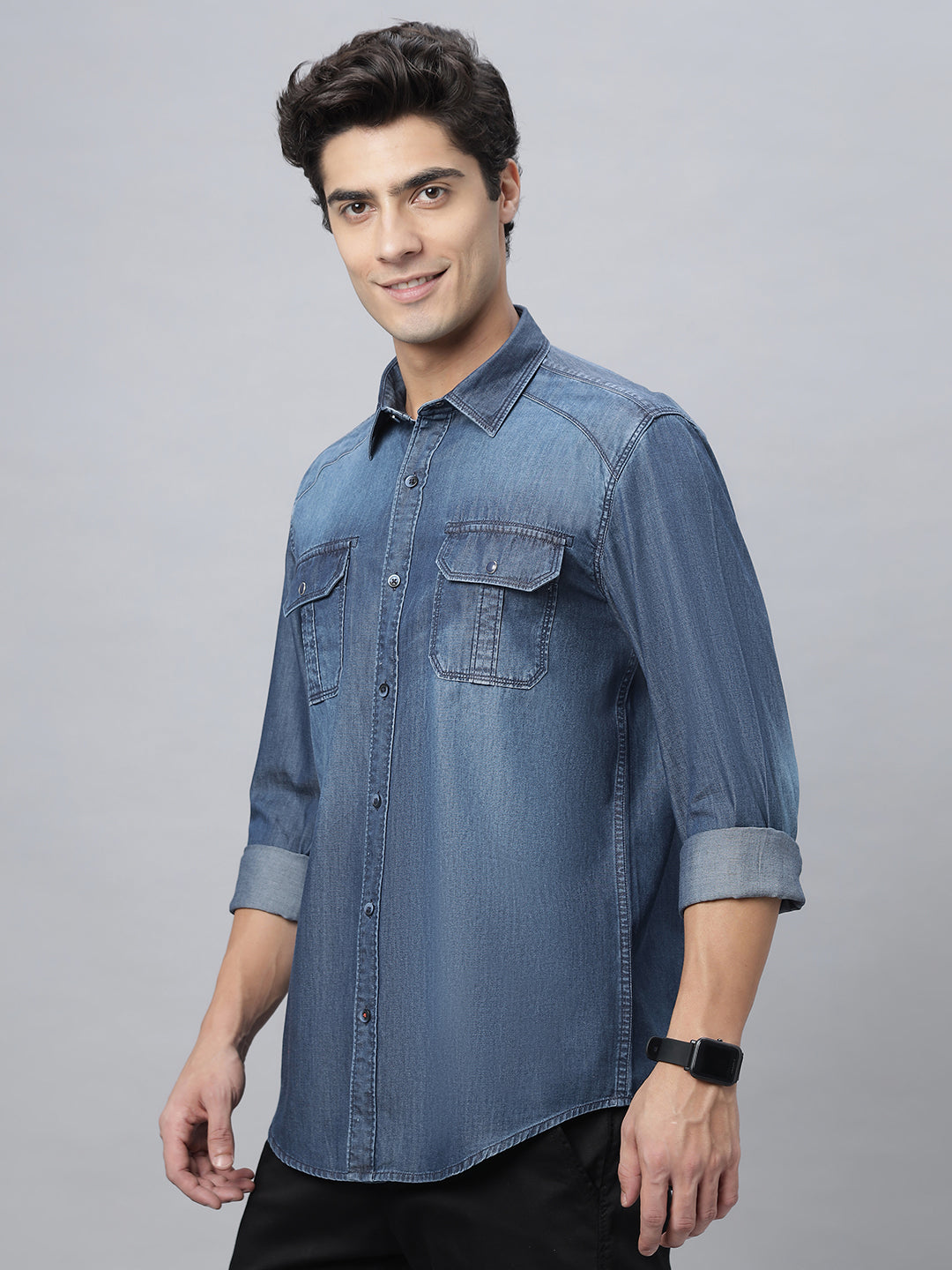 Knoxx | Slim Fit Indigo Casual Shirt ( NC-FS-2K19 )