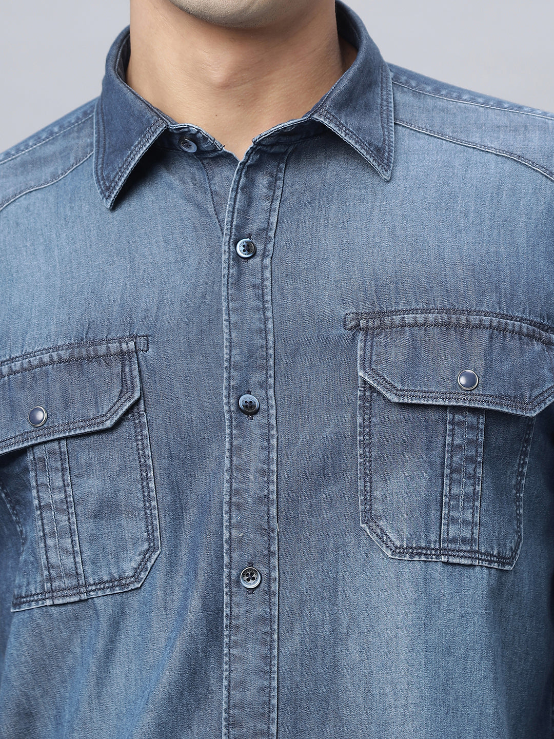 Knoxx | Slim Fit Indigo Casual Shirt ( NC-FS-2K19 )