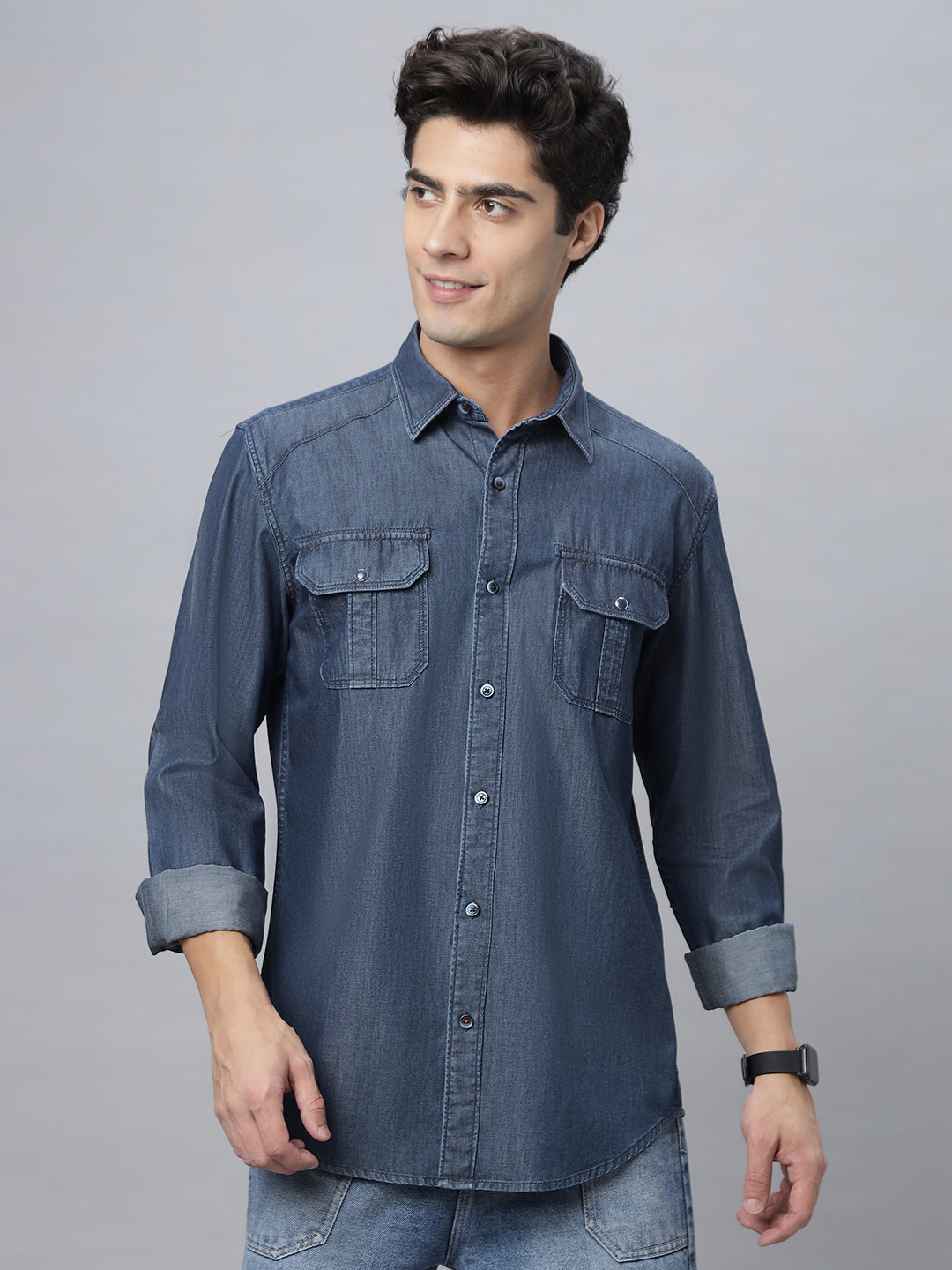 Knoxx | Slim Fit Dark Indigo Casual Shirt ( NC-FS-2K19 )