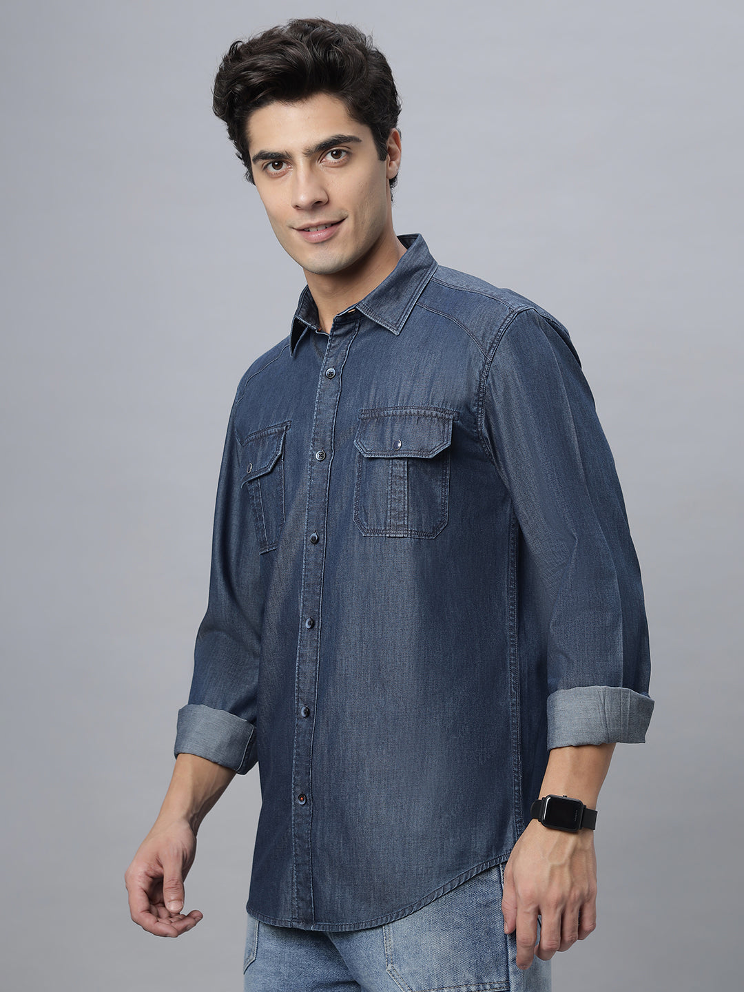 Knoxx | Slim Fit Dark Indigo Casual Shirt ( NC-FS-2K19 )