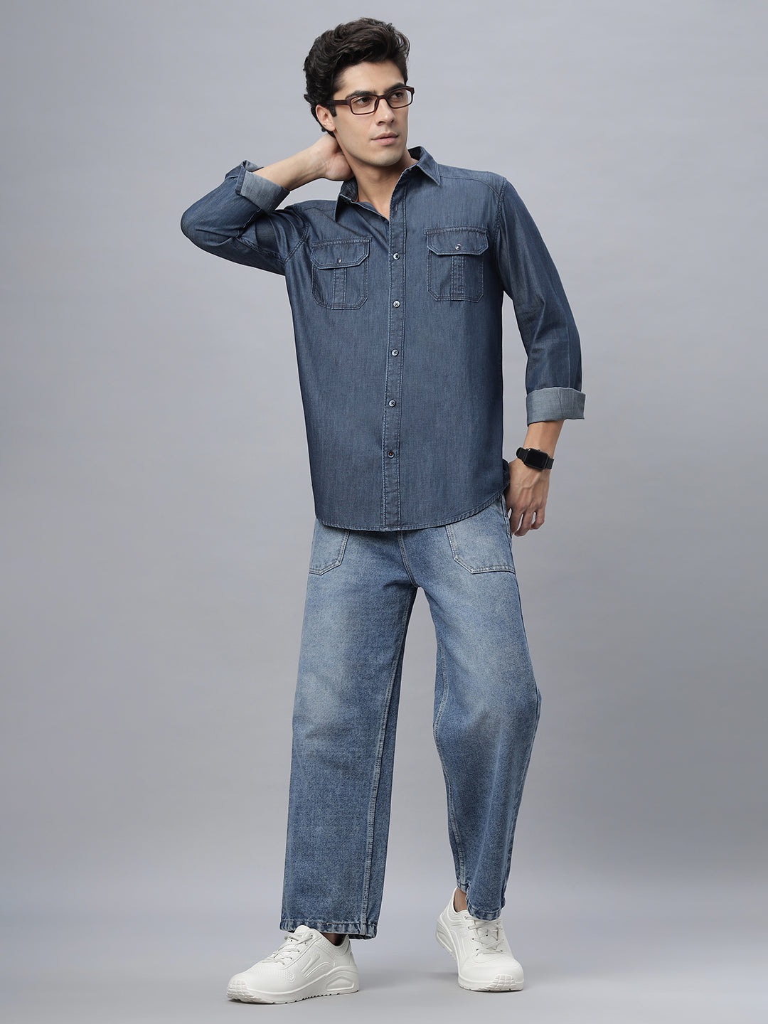 Knoxx | Slim Fit Dark Indigo Casual Shirt ( NC-FS-2K19 )