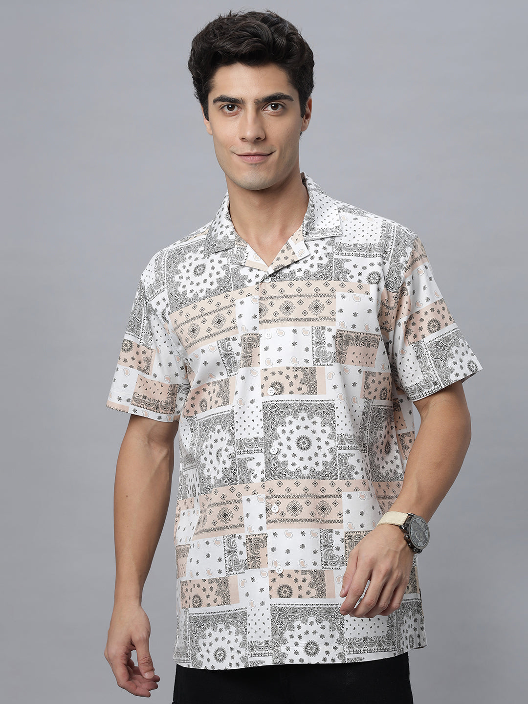 Indian Prints | Half Sleeve Camp Collar Printed Shirt ( NC-HS-514 )