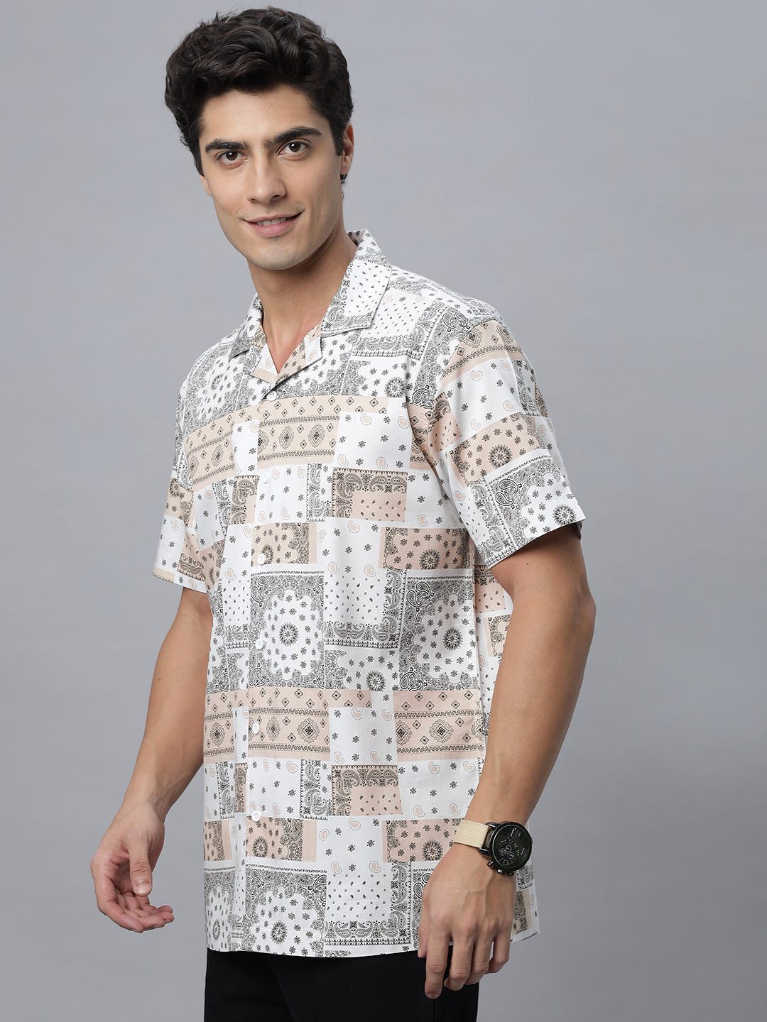 Indian Prints | Half Sleeve Camp Collar Printed Shirt ( NC-HS-514 )