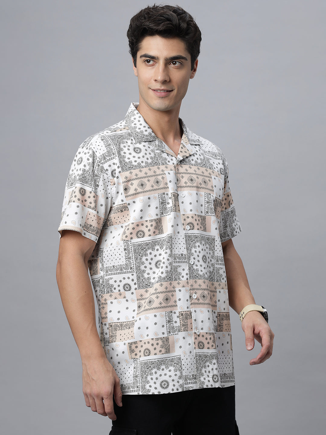 Indian Prints | Half Sleeve Camp Collar Printed Shirt ( NC-HS-514 )