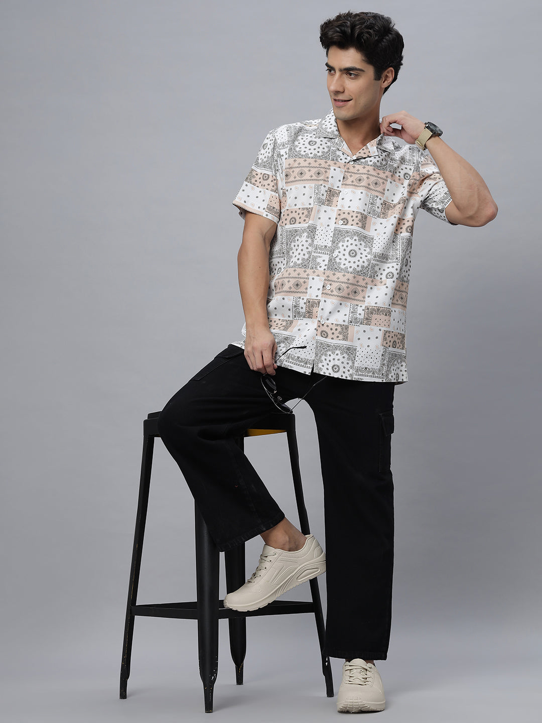 Indian Prints | Half Sleeve Camp Collar Printed Shirt ( NC-HS-514 )