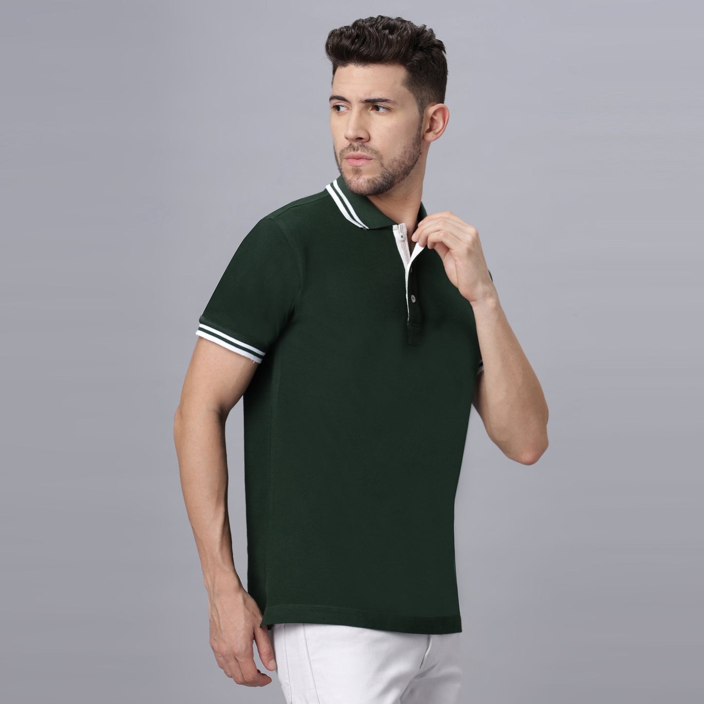 Oversize Polo Neck T Shirt (NC-OS-107-P-GREEN)