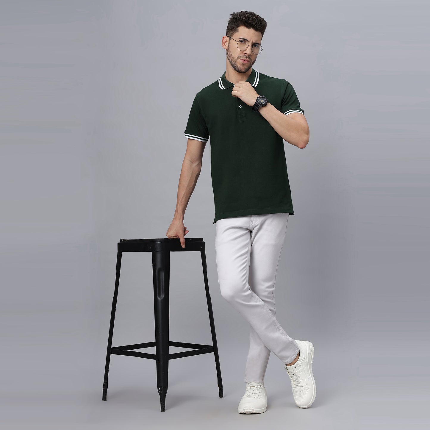 Oversize Polo Neck T Shirt (NC-OS-107-P-GREEN)