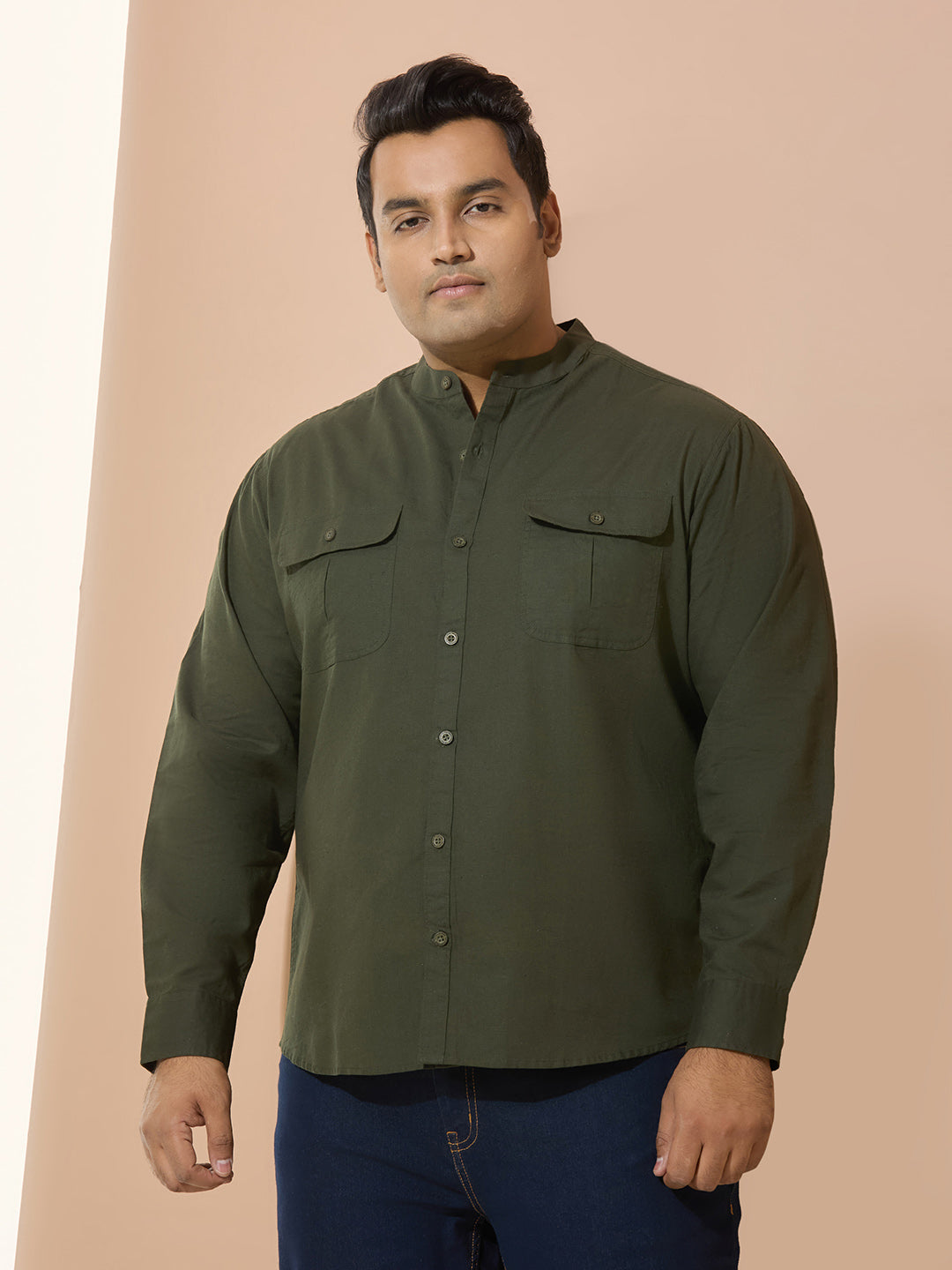Men Cotton Linen 2 Pocket Regular Fit Smart Casual Shirt - Style- NC-2   Neon Chillie
