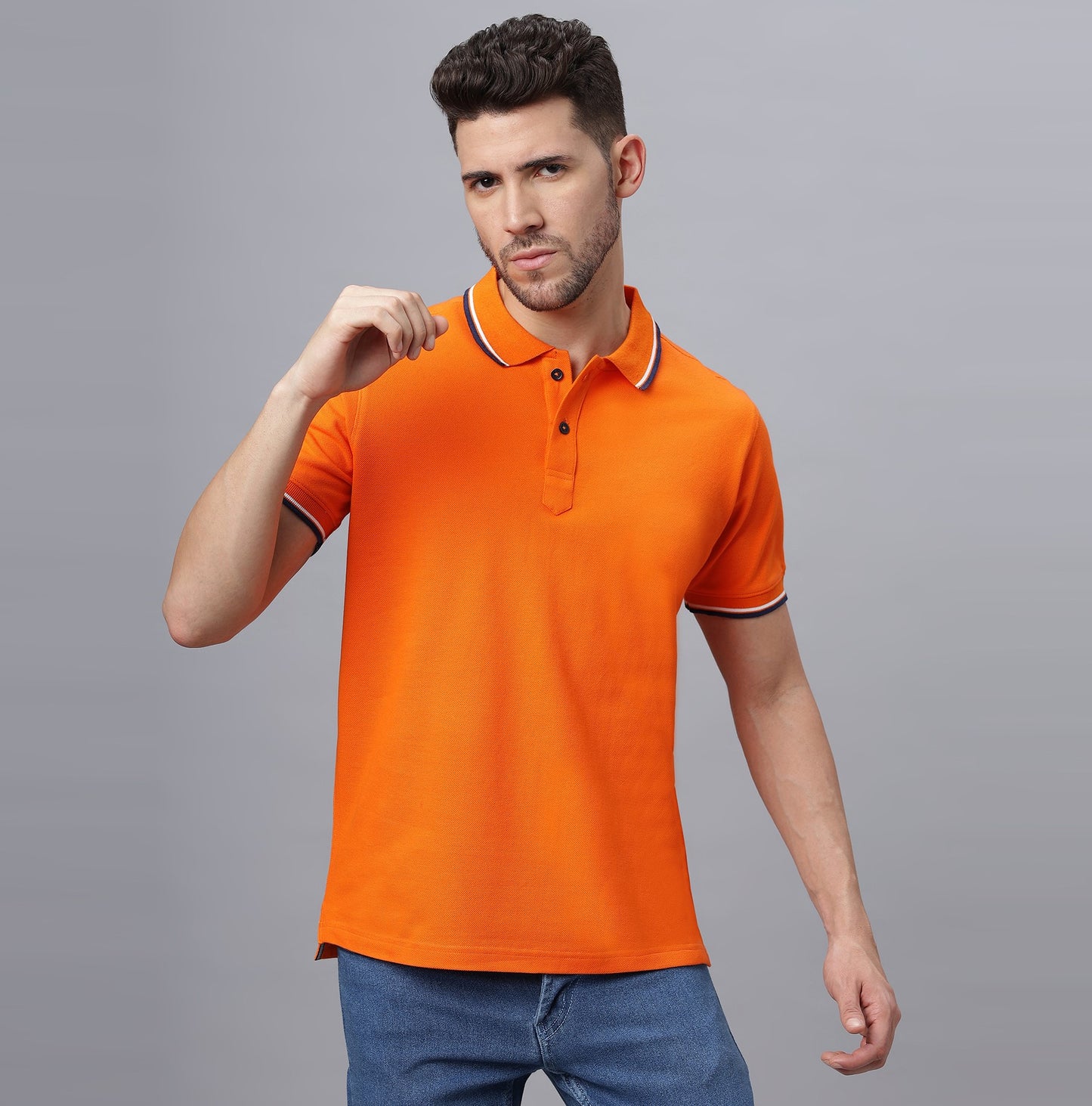Oversize Polo Neck T Shirt (NC-OS-110-P-ORANGE)