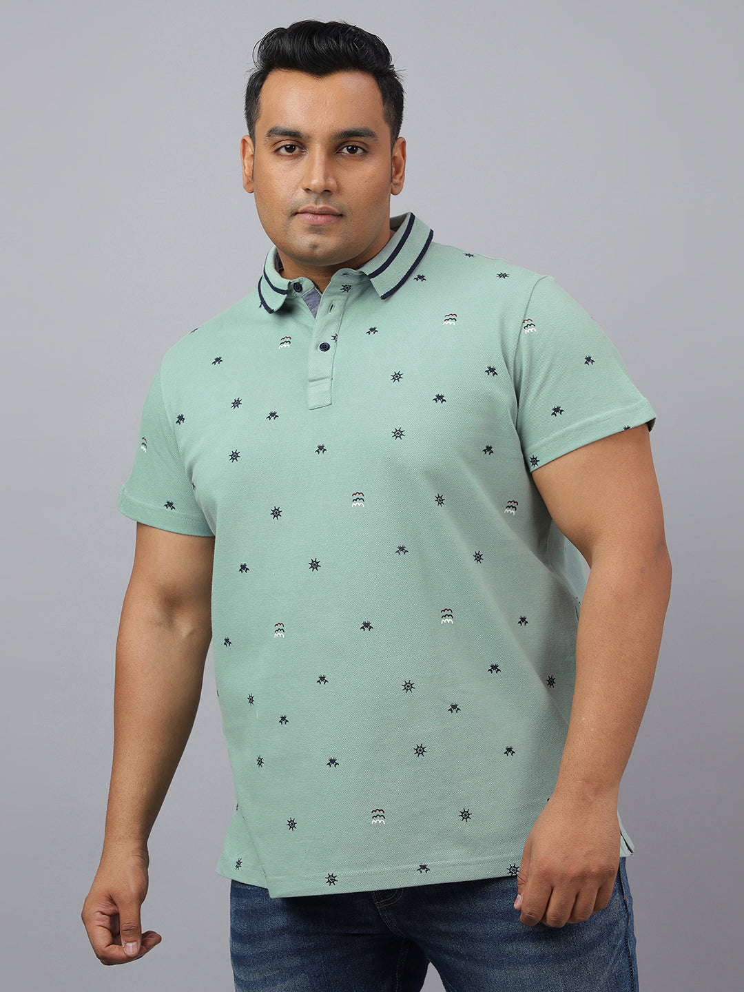 Men Olive Green Slim Fit Cotton Polo T-Shirt