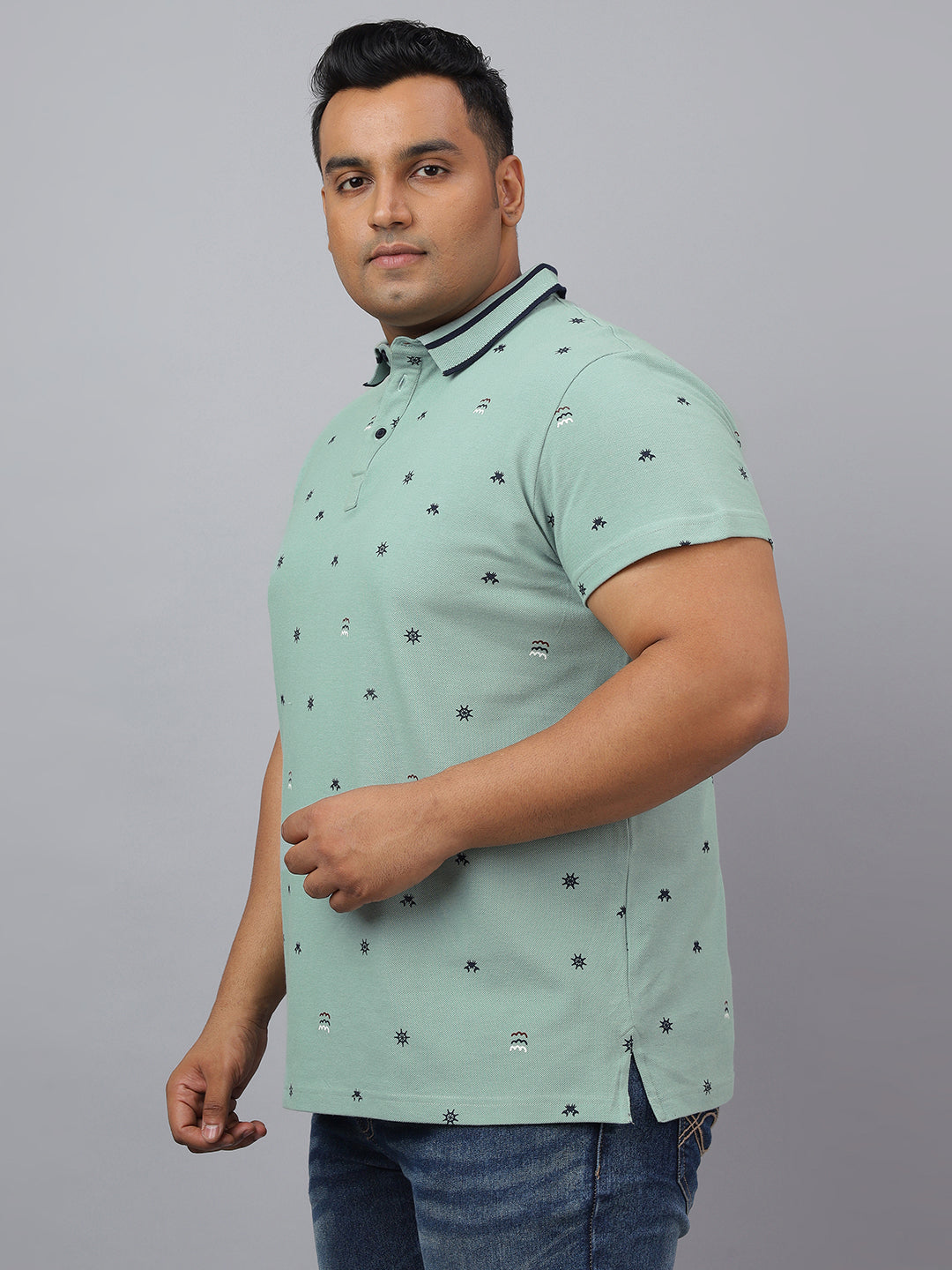 Men Olive Green Slim Fit Cotton Polo T-Shirt
