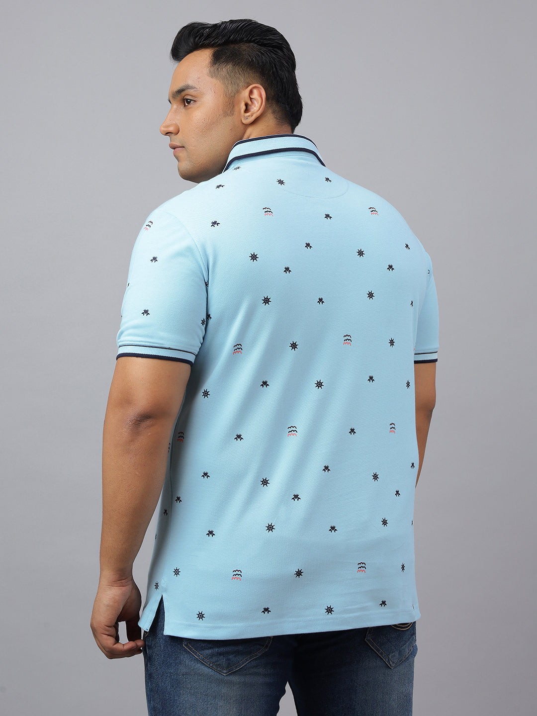 Men Sky Blue Slim Fit Cotton Polo T-Shirt