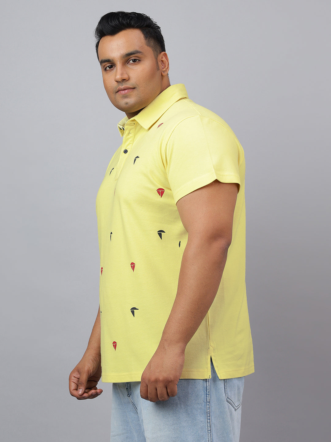 Men Yellow Slim Fit Cotton Polo T-Shirt