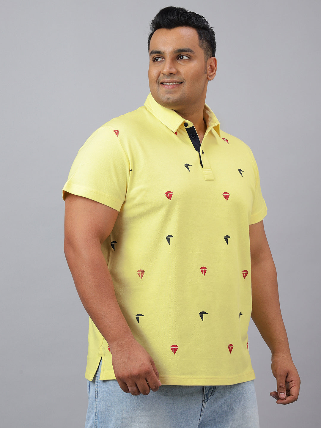 Men Yellow Slim Fit Cotton Polo T-Shirt
