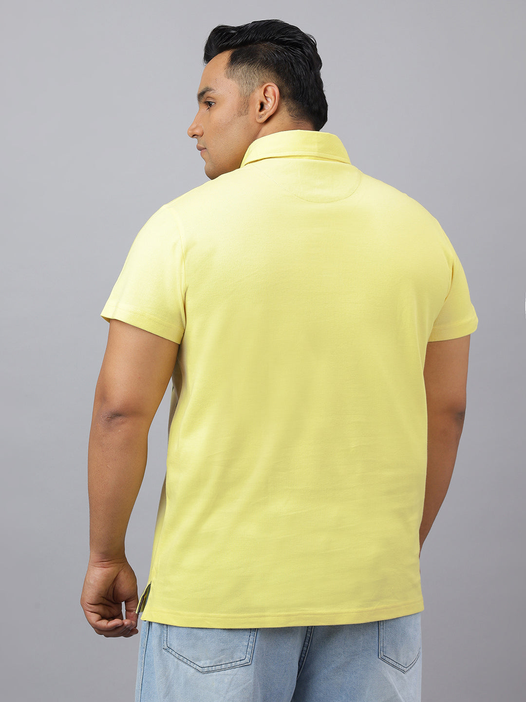 Men Yellow Slim Fit Cotton Polo T-Shirt