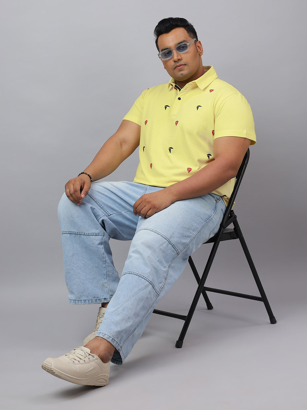 Men Yellow Slim Fit Cotton Polo T-Shirt