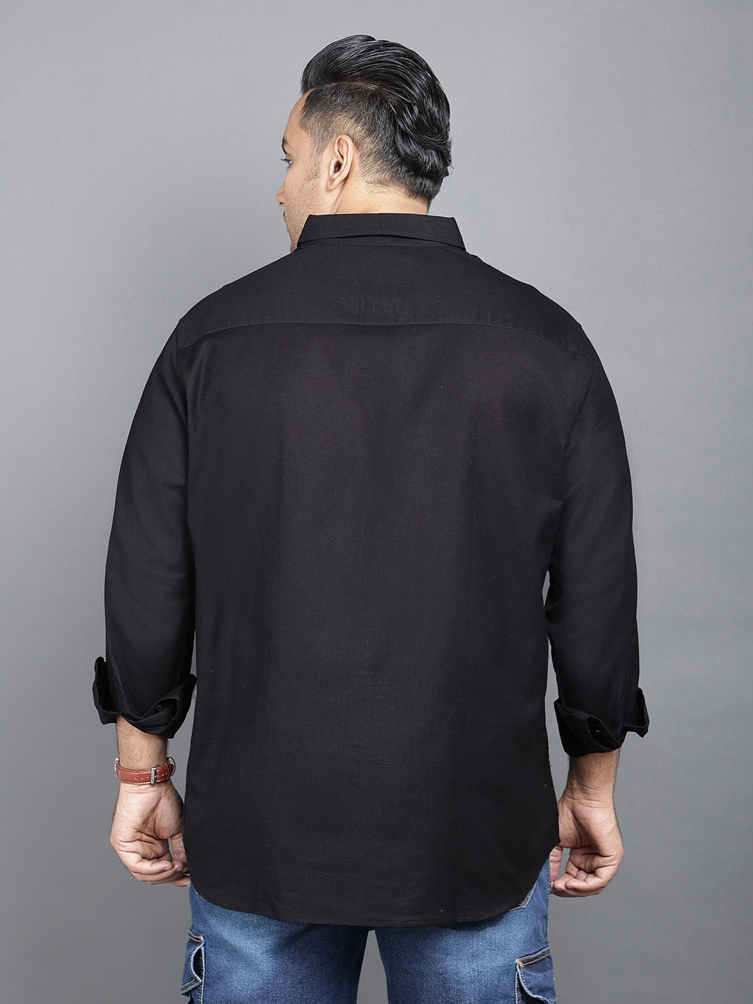Black Cotton Linen Classic Shirt Style Code- NC-2k20-Black