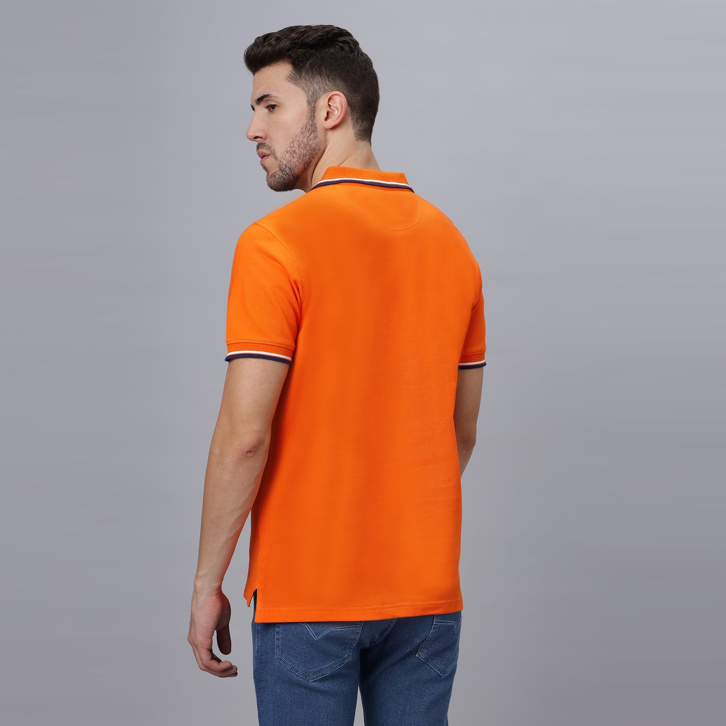 Oversize Polo Neck T Shirt (NC-OS-110-P-ORANGE)