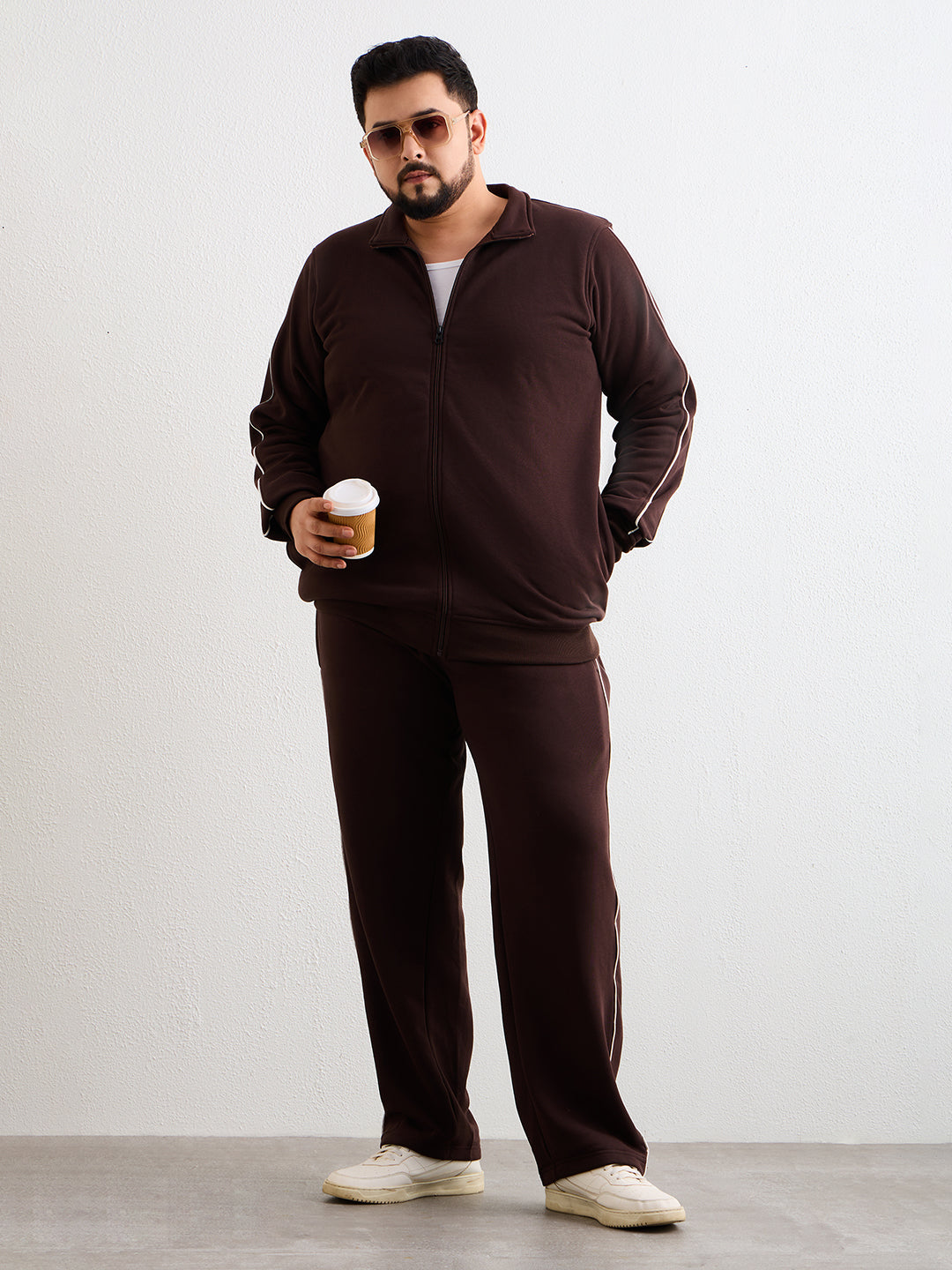 Sweat Shirt Jacket Style - 711-Coffee