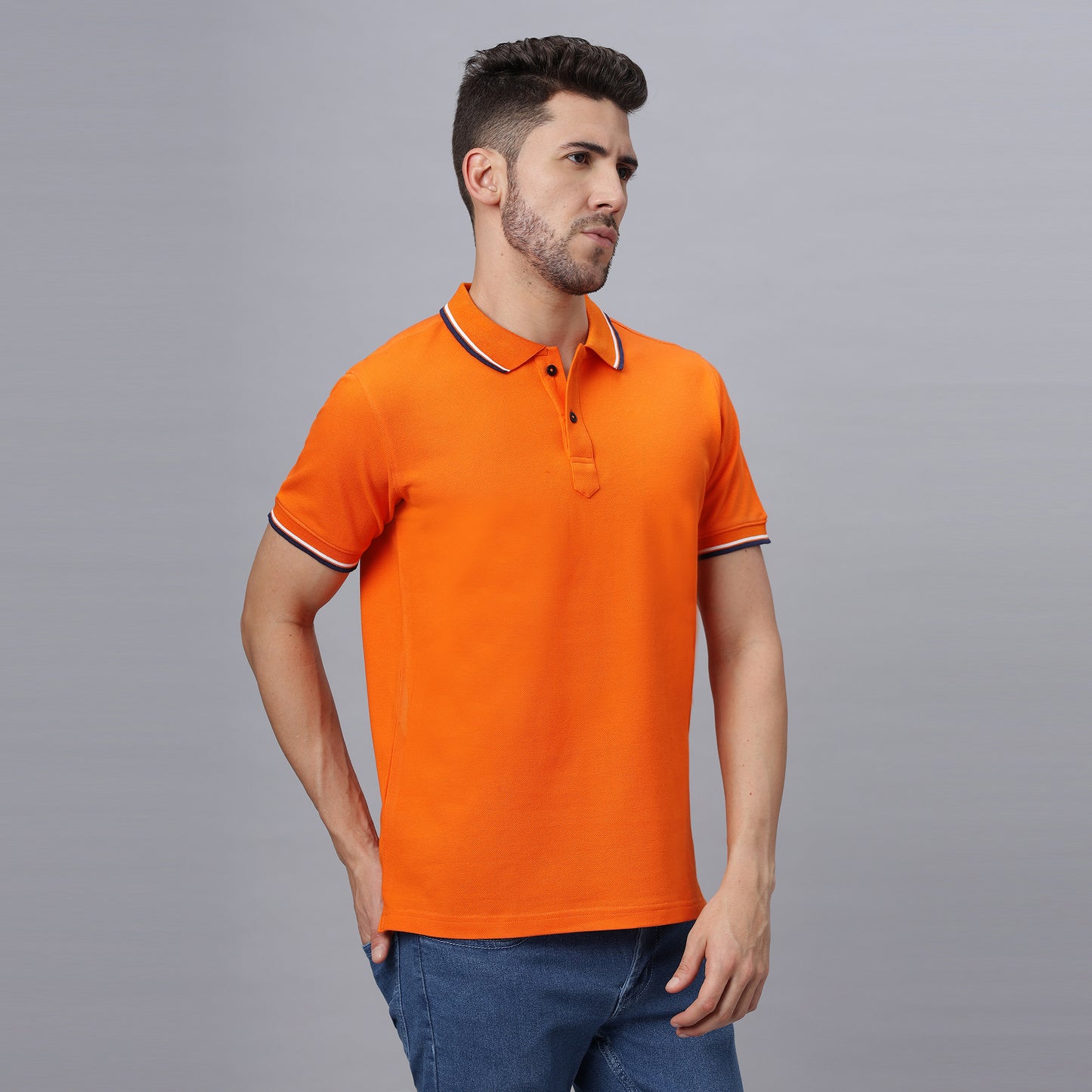 Oversize Polo Neck T Shirt (NC-OS-110-P-ORANGE)