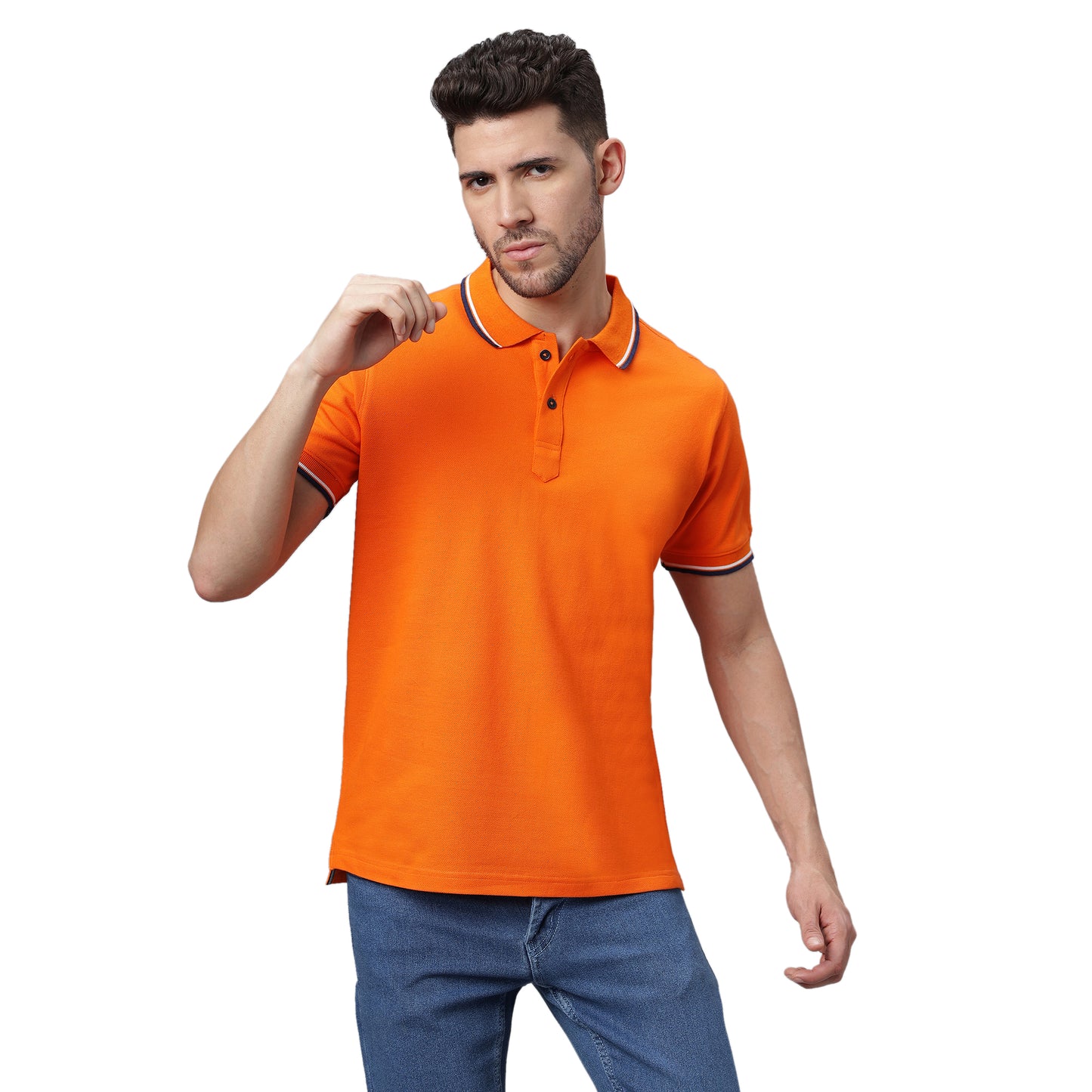 Oversize Polo Neck T Shirt (NC-OS-110-P-ORANGE)