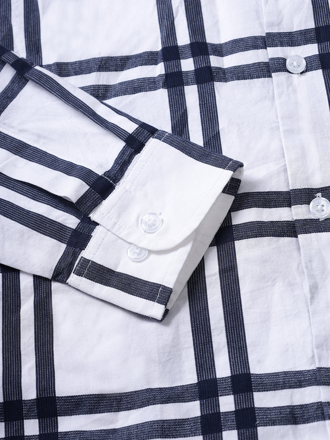 Men White and Black Checkered Classic Fit Smart Casual Shirt