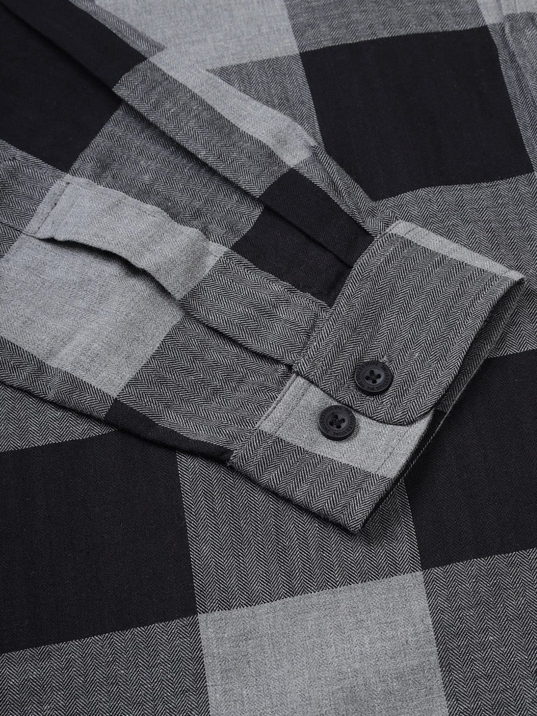 Men Black and Grey Checkered Classic Fit Smart Casual Shirt