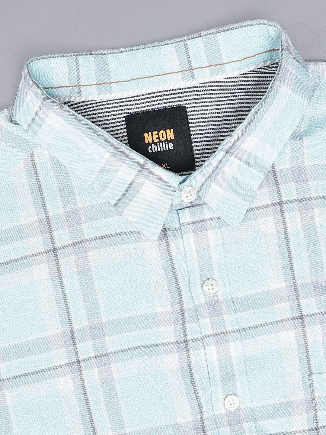 Light Blue Cotton Checkered Casual Shirt.. Style Code- NC-2k23